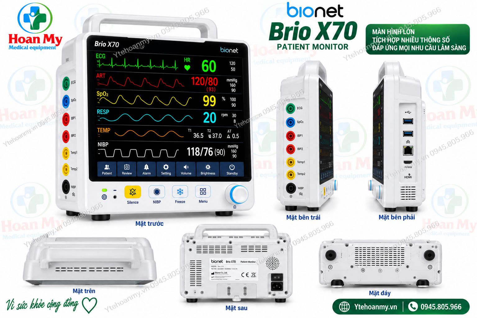 Monitor theo dõi bệnh nhân Bionet Brio X70